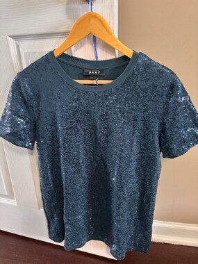 DKNY Navy Blue Sequin Top – Size S